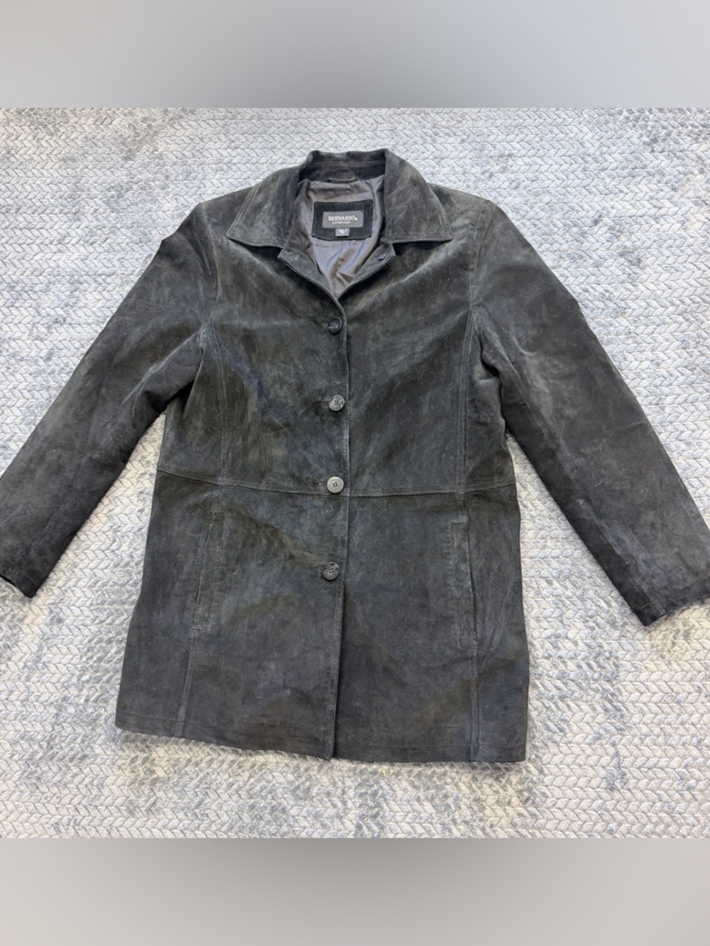 Bernardo Collection Nordstrom Black Suede Leather Car Coat Size Medium